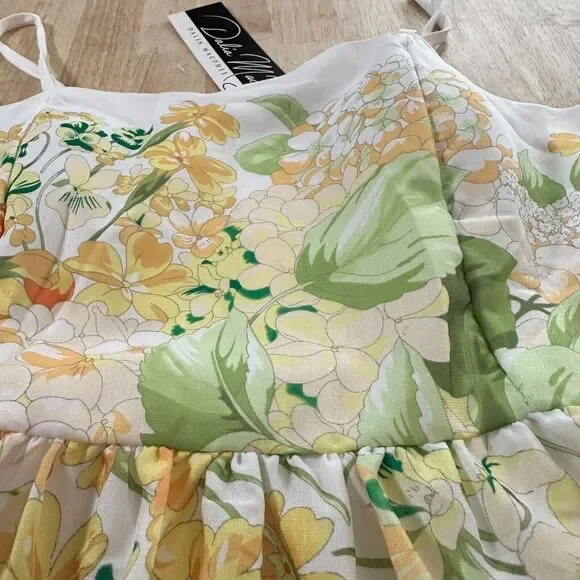 NWT - Dalia MacPhee Yellow and Green Floral Maxi Fit n Flare Sundress Size Large - Picture 9 of 12